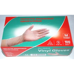 Перчатки виниловые одноразовые, размер M