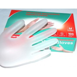 Перчатки виниловые одноразовые, размер M